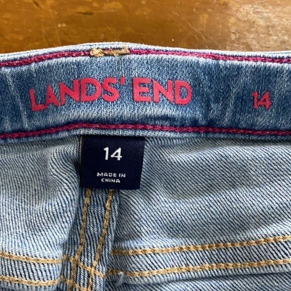 Lands’ End Rolled Hem Cuff Denim Jean Shorts Sz 14 - Picture 2 of 5